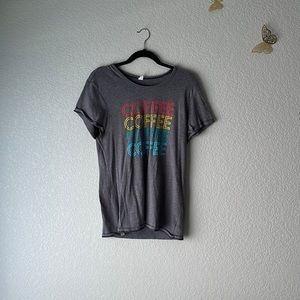 Slightly fitted coffee decal tee